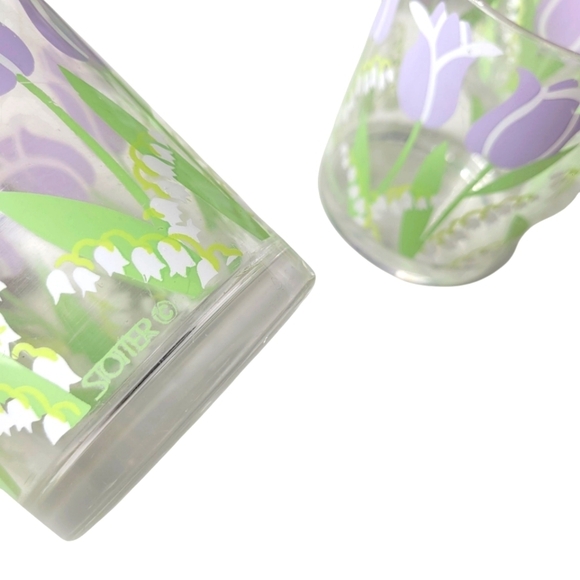 Vintage Stotter Tumbler Set Made In Usa Tulips - Picture 5 of 5